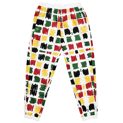 Scribble Patch Color White Unisex Track Pants